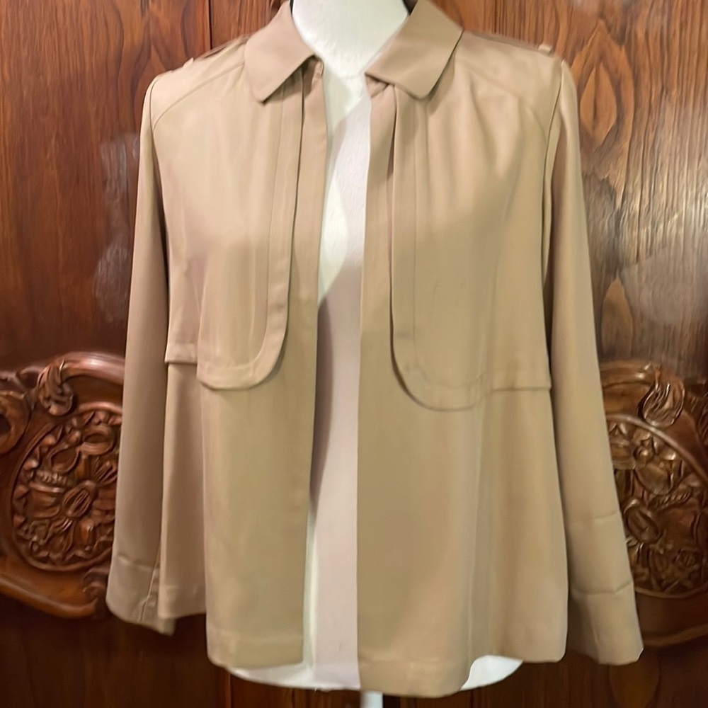Chicos Tan Jacket Open Front Blouse Blazer